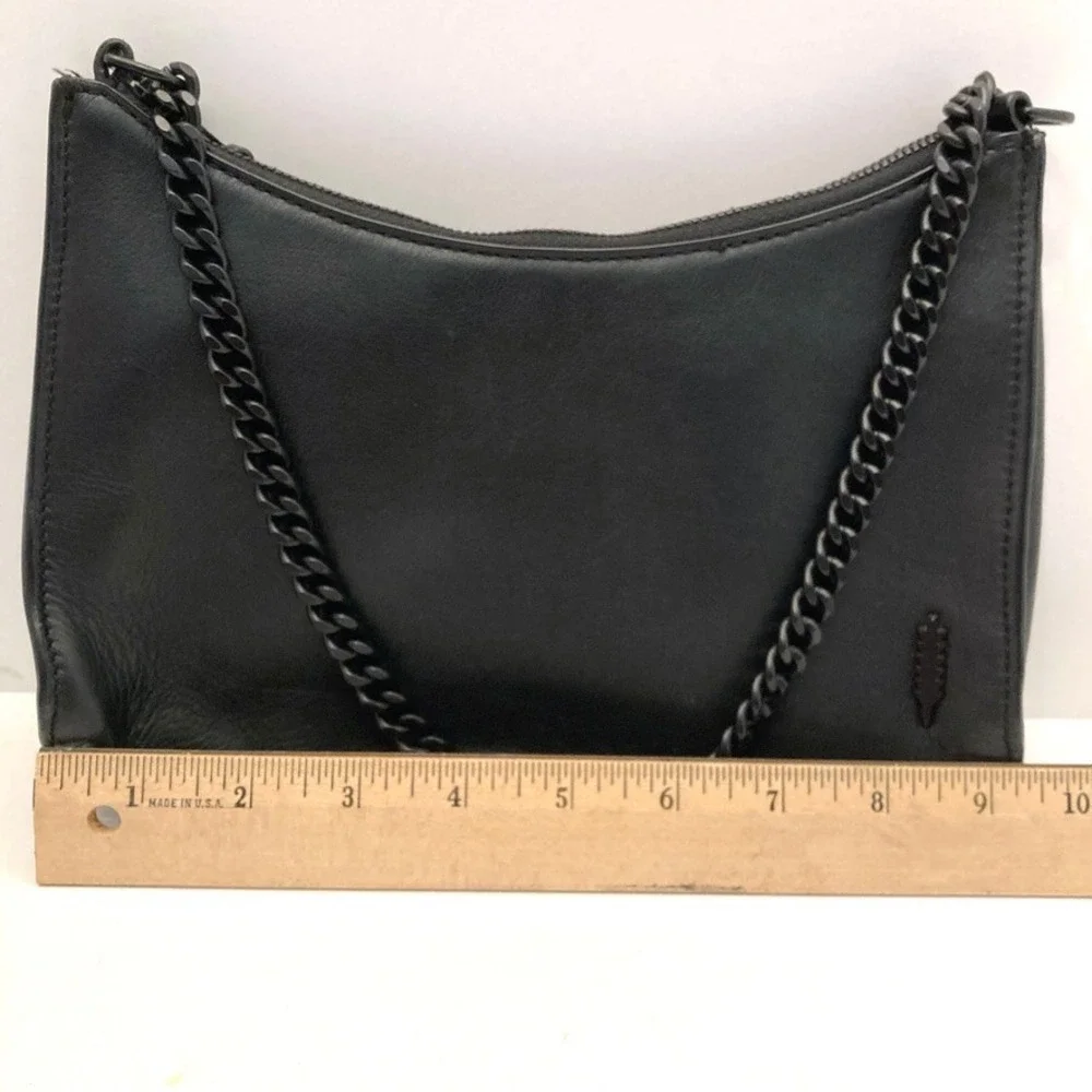 Thacker Handbag Black Leather Chain Handle Crossbody Strap Small Convertible
